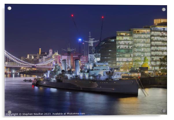 HMS Belfast, London Acrylic by Stephen Noulton