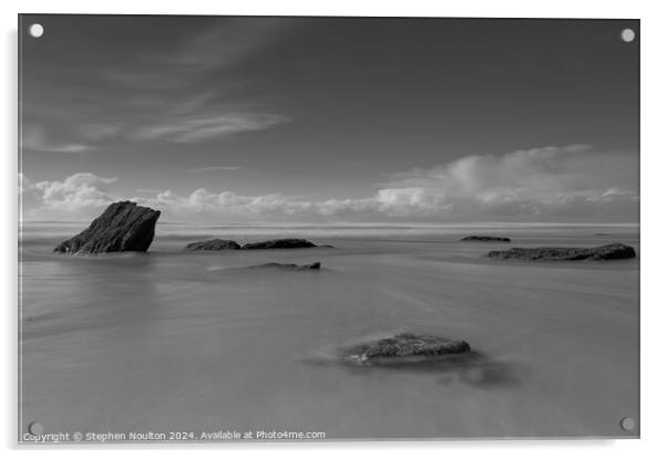 Long Exposure Watergate Bay Beach Acrylic by Stephen Noulton