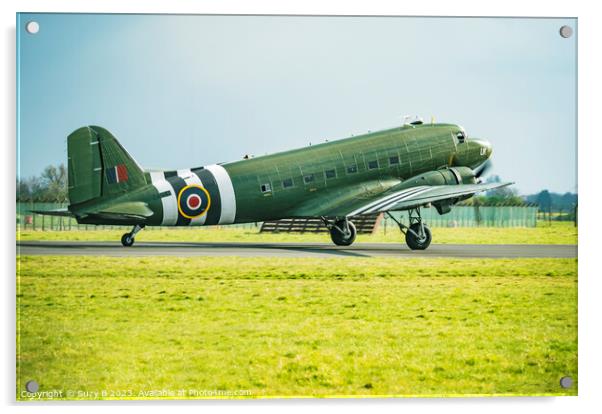 Dakota at RAF Coningsby Acrylic by Suzy B