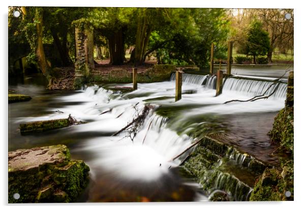 Kearsney Abbey Waterfall Acrylic by Stuart Chapman