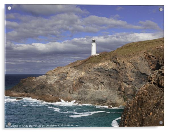 Trevose Lighthouse Acrylic by Andy Durnin