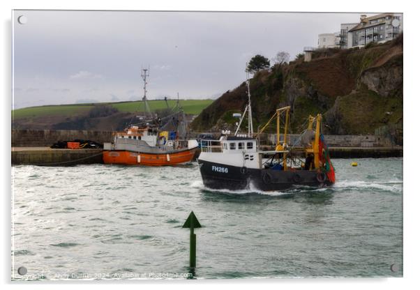 Trawlers at Mevagissey Harbour Acrylic by Andy Durnin