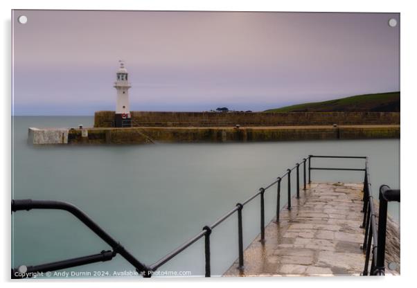 Mevagissey Harbour Lighthouse Acrylic by Andy Durnin