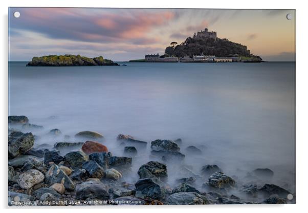 St Michaels Mount Long Exposure Acrylic by Andy Durnin