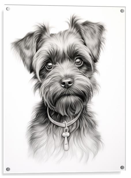 Affenpinscher Pencil Drawing Acrylic by K9 Art