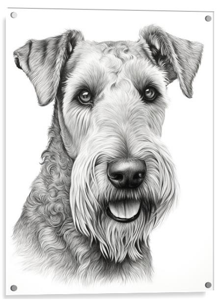 Airedale Terrier Pencil Drawing Acrylic by K9 Art