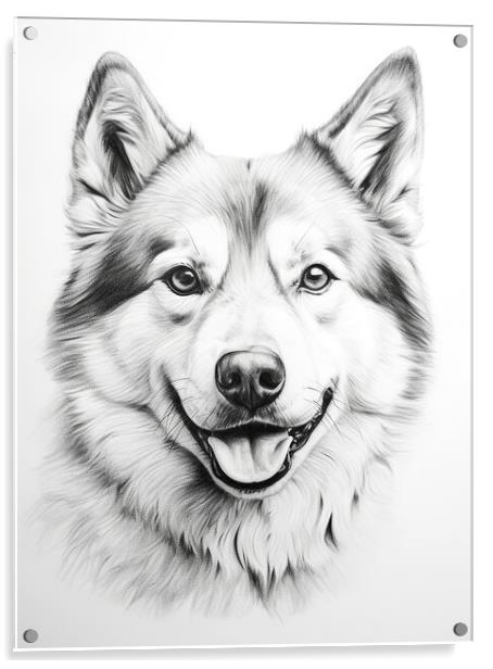 Akita Pencil Drawing Acrylic by K9 Art