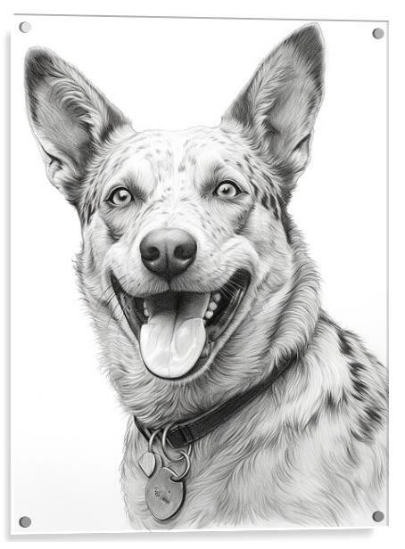 Australian Cattle Dog Pencil Drawing Acrylic by K9 Art