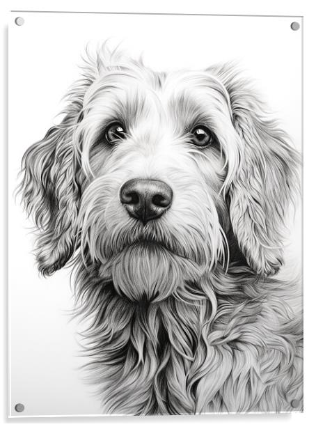 Bergamasco Sheepdog Pencil Drawing Acrylic by K9 Art