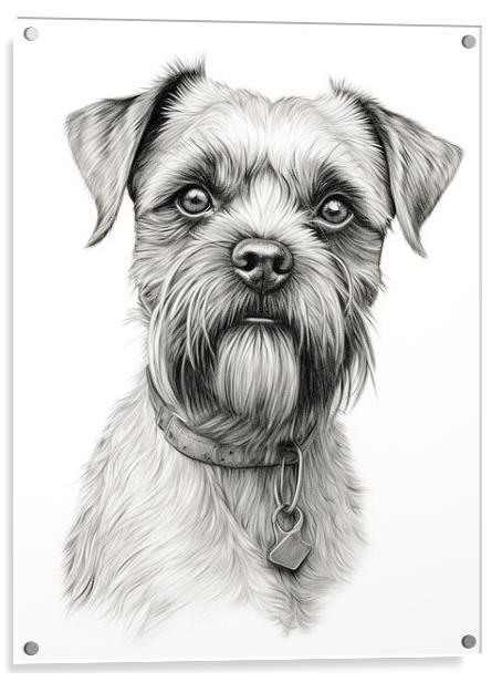 Pencil Drawing Border Terrier Acrylic by K9 Art