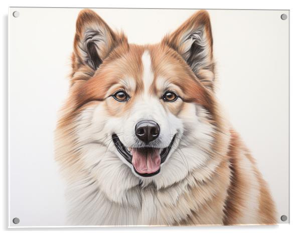 Akita Pencil Drawing Acrylic by K9 Art