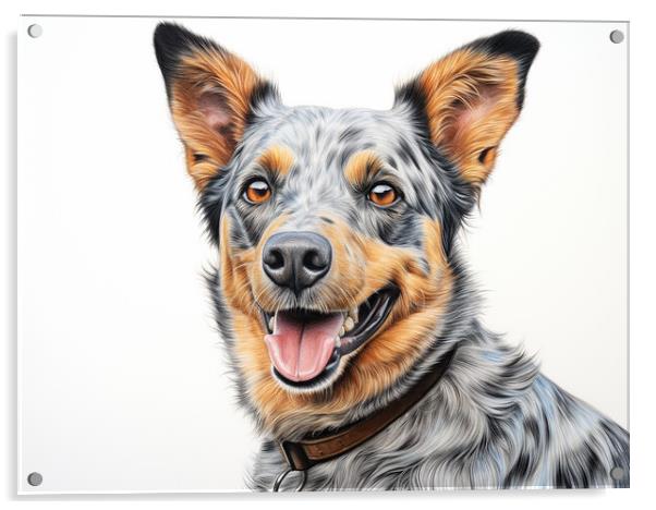 Australian Cattle Dog Pencil Drawing Acrylic by K9 Art