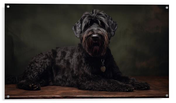 Black Russian Terrier Acrylic by K9 Art