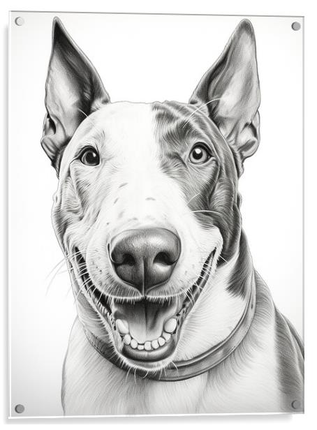 Bull Terrier Pencil Drawing Acrylic by K9 Art