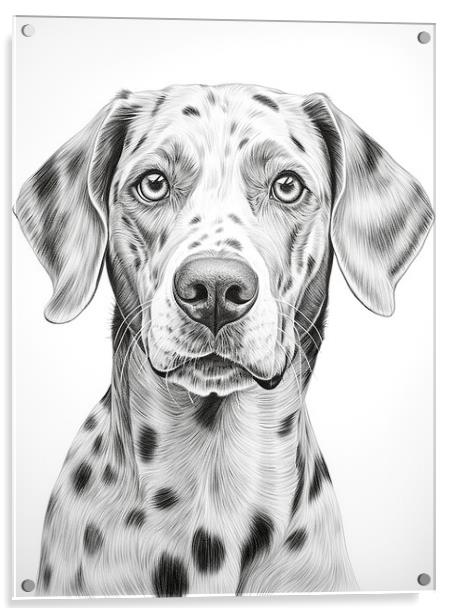 Catahoula Leopard Dog Pencil Drawing Acrylic by K9 Art