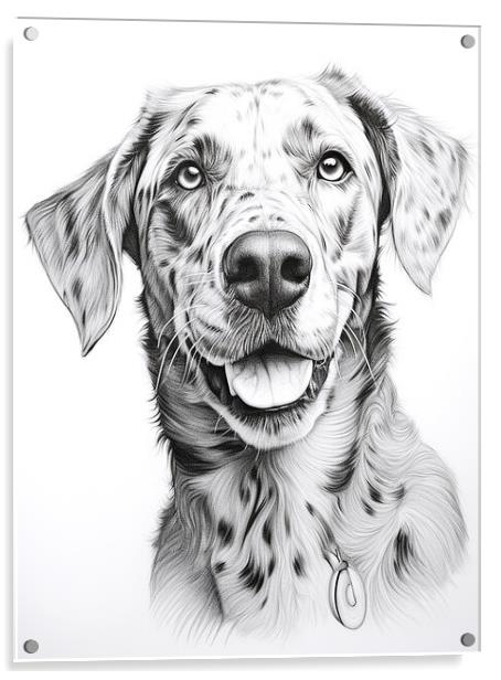 Catahoula Leopard Dog Pencil Drawing Acrylic by K9 Art