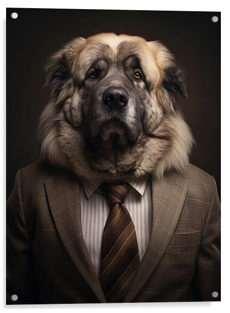 Caucasian Shepherd Dog Acrylic by K9 Art