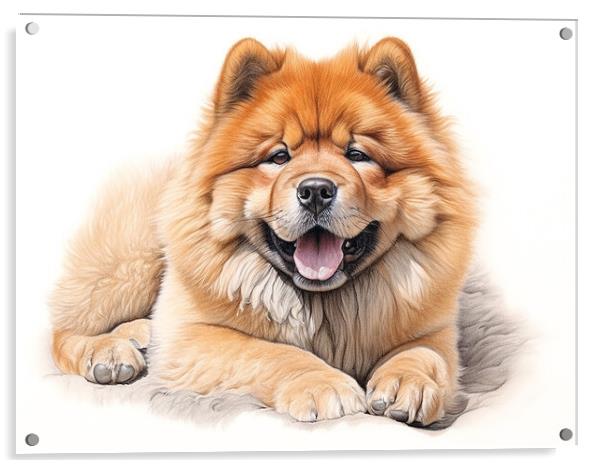 Chow Chow Pencil Drawing Acrylic by K9 Art