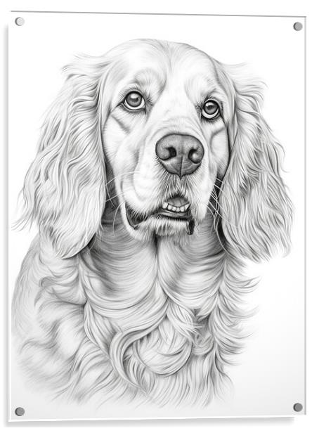Clumber Spaniel Pencil Drawing Acrylic by K9 Art