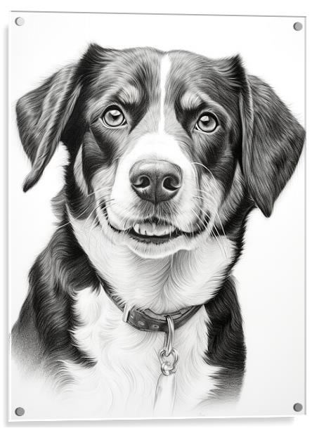 Entlebucher Mountain Dog Pencil Drawing Acrylic by K9 Art