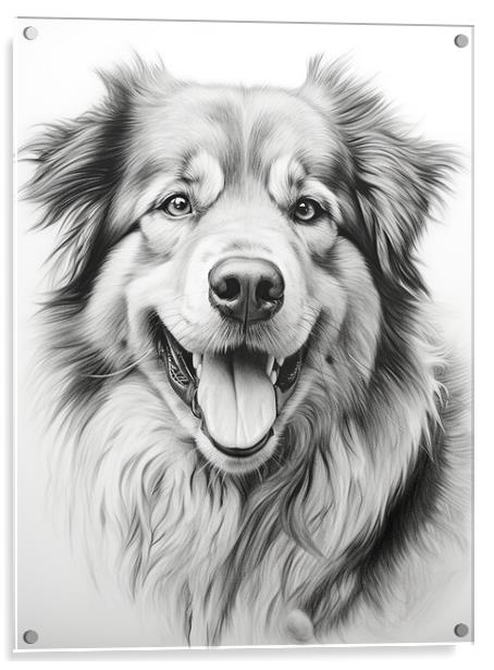 Estrela Mountain Dog Pencil Drawing Acrylic by K9 Art