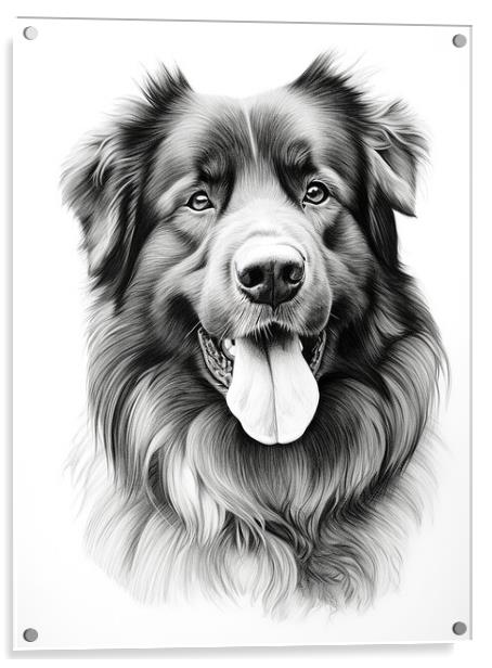 Estrela Mountain Dog Pencil Drawing Acrylic by K9 Art