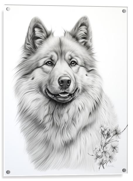 Eurasier Pencil Drawing Acrylic by K9 Art