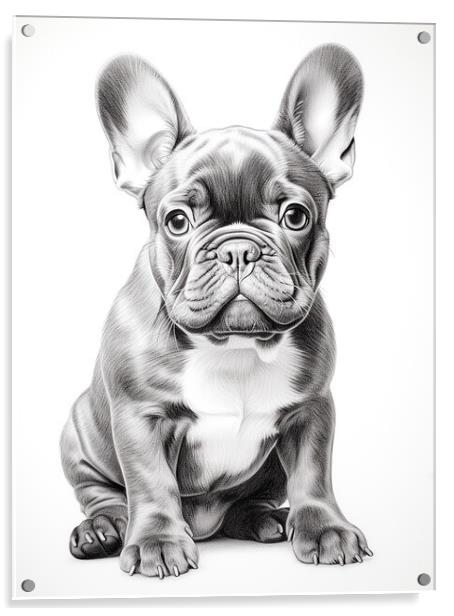 French Bulldog Pencil Drawing Acrylic by K9 Art