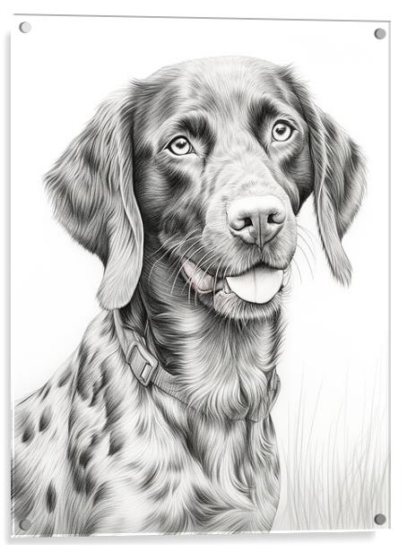 German Shorthaired Pointer Pencil Drawing Acrylic by K9 Art