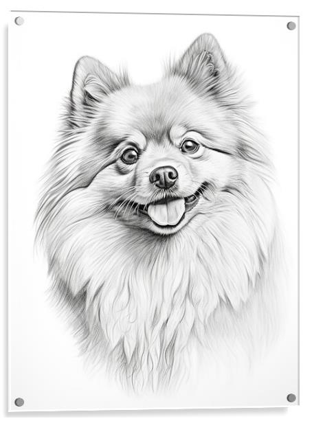 German Spitz Pencil Drawing Acrylic by K9 Art