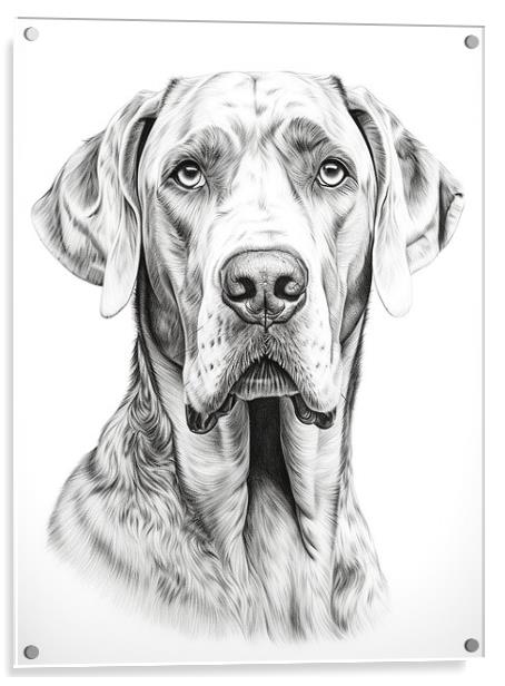 Great Dane Pencil Drawing Acrylic by K9 Art