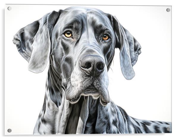 Great Dane Pencil Drawing Acrylic by K9 Art