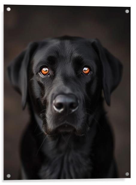 Black Labrador Portrait Acrylic by K9 Art