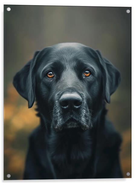 Black Labrador Portrait Acrylic by K9 Art