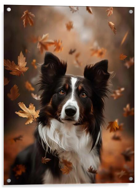 Border Collie Portrait Acrylic by K9 Art