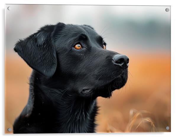 Black Labrador Portrait Acrylic by K9 Art