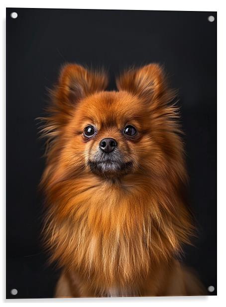 Pomeranian Portrait Acrylic by K9 Art