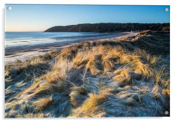 Oxwich Bay winter Acrylic by Robert Canis