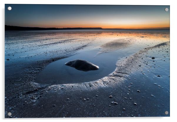 Oxwich Bay dawn Acrylic by Robert Canis