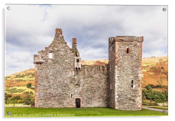 Lochranza Castle Acrylic by Phil Lane