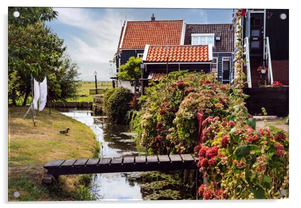 Traditional dutch Village with with colorful house Acrylic by Olga Peddi