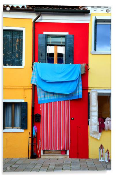 Beautiful colorful houses of Burano, Venice, Italy Acrylic by Olga Peddi