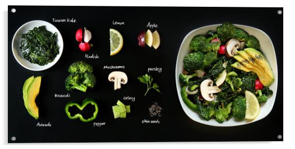 Raw ingredients for cooking  Green Salad Acrylic by Olga Peddi