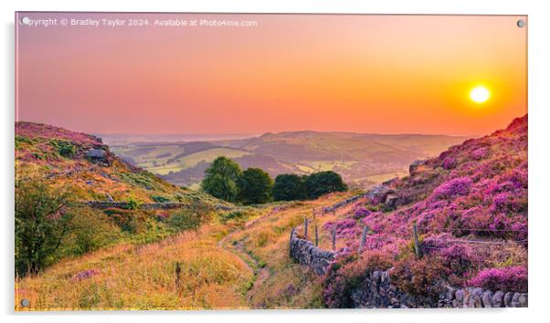 Curbar Edge Sunset, Peak District, UK Acrylic by Bradley Taylor