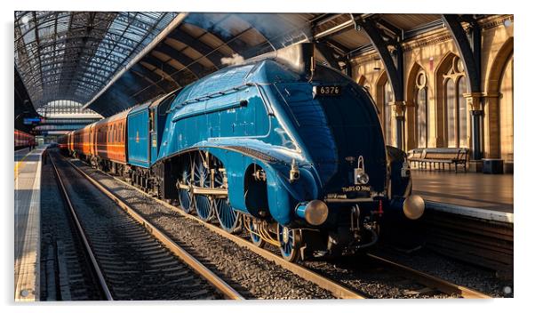 Mallard Steam Locomotive in York Station Acrylic by T2 