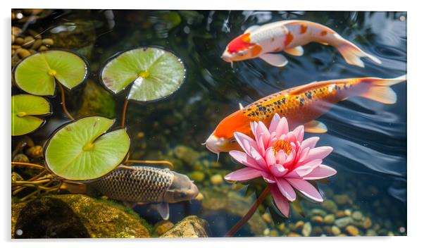 Koi Carp Fish Pond Acrylic by T2 