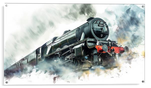 Flying Scotsman inspired Steam Train Art Acrylic by T2 