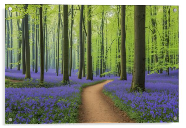 Bluebell Woods ~ Painterly Woodland Path Acrylic by T2 