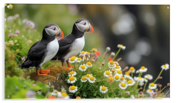 Pair of Atlantic Puffins Acrylic by T2 