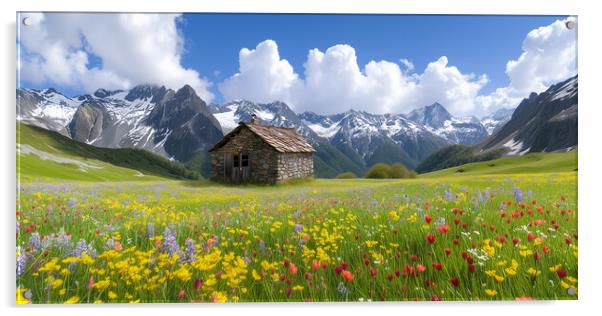 Alpine Flower Meadow Acrylic by T2 